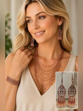 Copper color 6pc jewelry set
